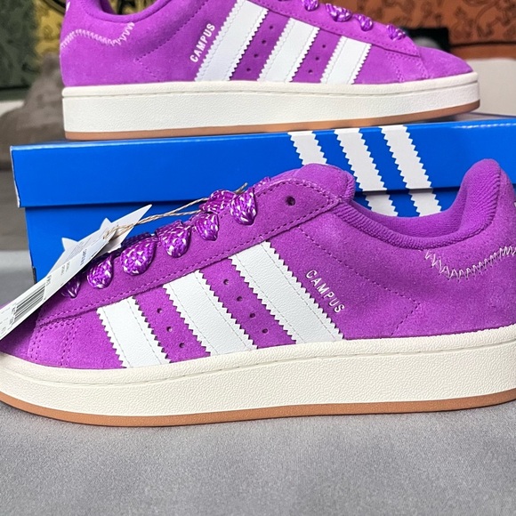 Adidas Women's Pink and White Campus Sneakers - Picture 4 of 9